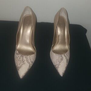 BCBGeneration nude snake-print d'orsay pointed-toe high heels. Size 8.5 women